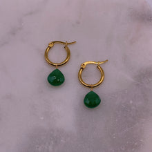 Load image into Gallery viewer, Green Onyx Hoop Earrings
