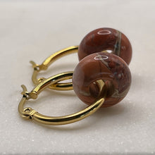 Load image into Gallery viewer, Sphere Red Jasper Hoop Earrings
