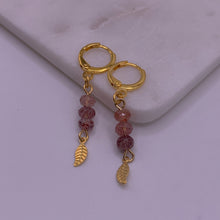 Load image into Gallery viewer, Strawberry Quartz Huggie Earrings
