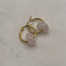 Load image into Gallery viewer, Sphere Rose Quartz Hoop Earrings
