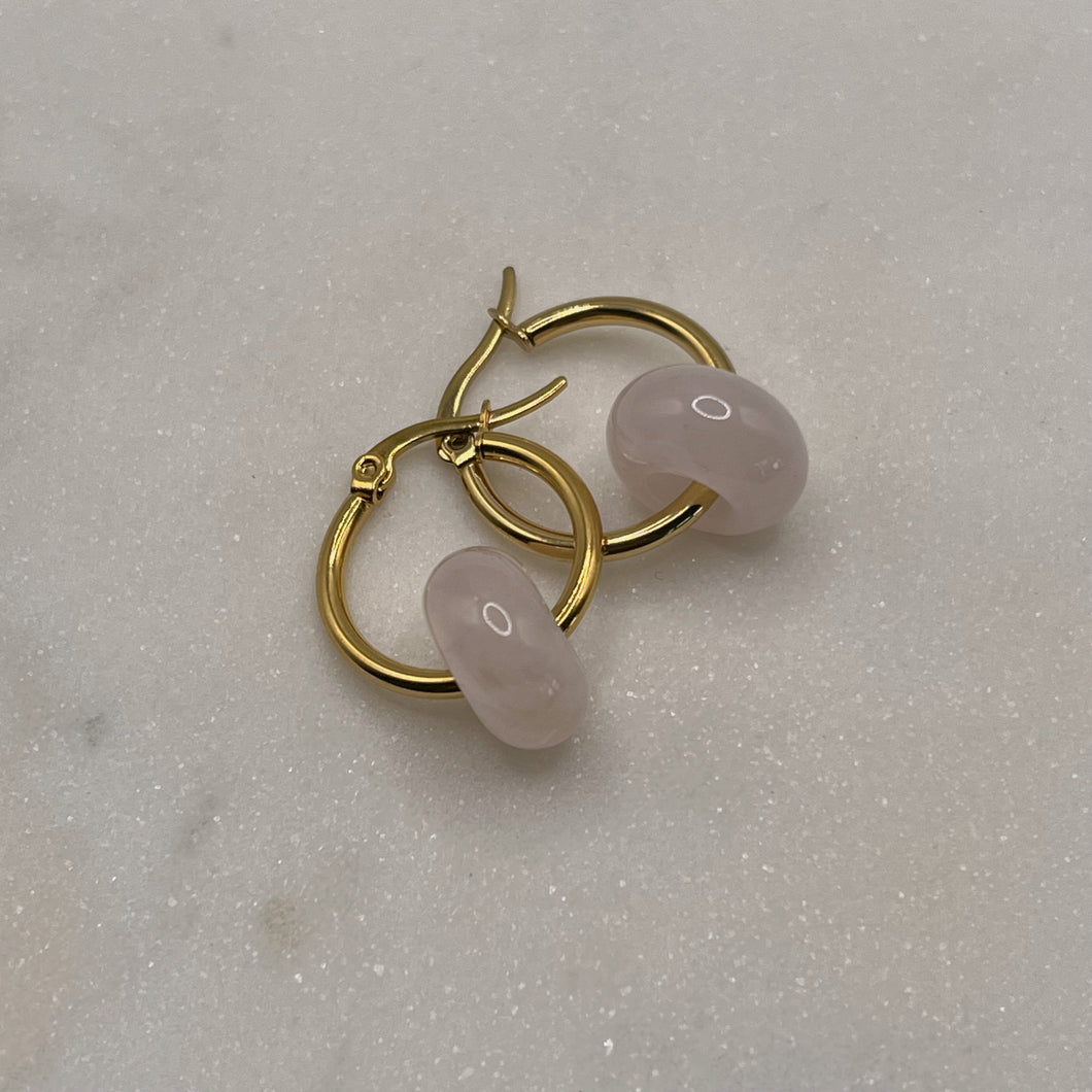Sphere Rose Quartz Hoop Earrings