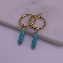 Load image into Gallery viewer, Turquoise Hoop Earrings

