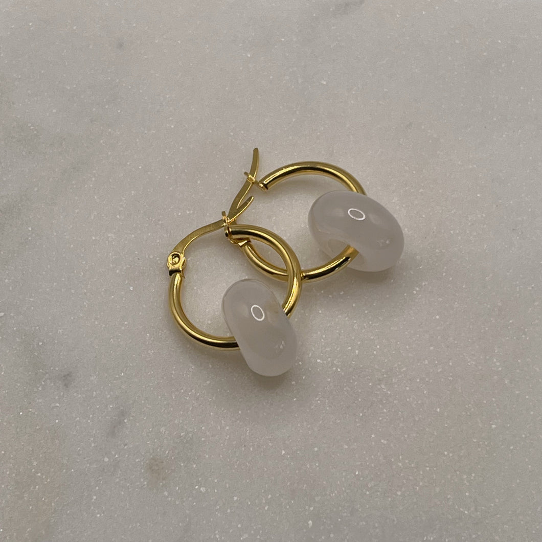 Sphere Agate Hoop Earrings