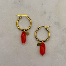 Load image into Gallery viewer, Twisted Orange Glass Hoop Earrings
