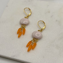 Load image into Gallery viewer, Pink Orange Glass Drop Earrings
