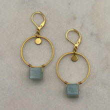 Load image into Gallery viewer, Amazonite Cube Earrings
