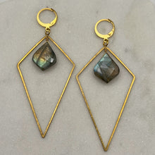 Load image into Gallery viewer, Labradorite Brass Earrings
