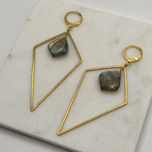 Load image into Gallery viewer, Labradorite Brass Earrings
