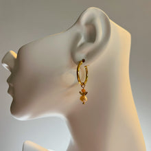 Load image into Gallery viewer, Pink Pearls + Sunstone Hoop Earrings
