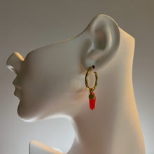 Load image into Gallery viewer, Twisted Orange Glass Hoop Earrings

