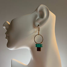 Load image into Gallery viewer, Brass Cube Glass Earrings
