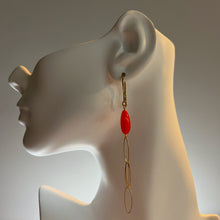 Load image into Gallery viewer, Orange Glass Drop Earrings

